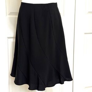Vintage Drama Black Crepe Bias Cut Flounce Knee Length Skirt Size 4